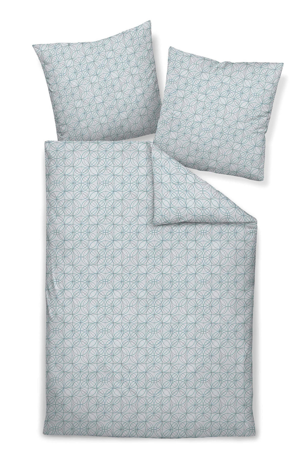 BETTWÄSCHE Milano Makosatin 135/200 cm  - Grau/Grün, Basics, Textil (135/200cm) - Janine