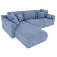 ECKSOFA in Samt Hellblau  - Chromfarben/Hellblau, KONVENTIONELL, Kunststoff/Textil (195/293cm) - Carryhome