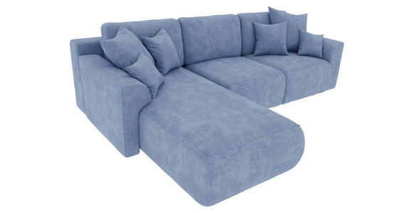 ECKSOFA in Samt Hellblau  - Chromfarben/Hellblau, KONVENTIONELL, Kunststoff/Textil (195/293cm) - Carryhome