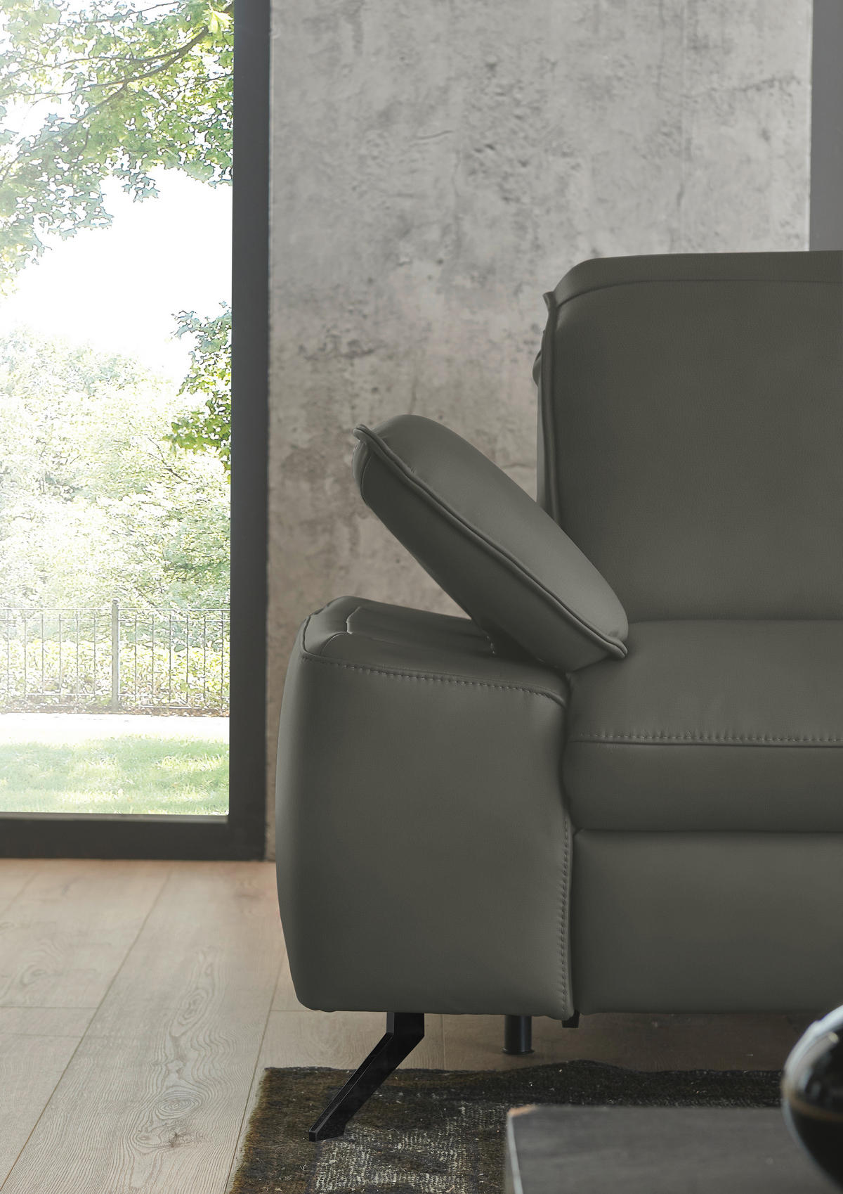 ECKSOFA  Echtleder Dunkelgrau  - Dunkelgrau/Schwarz, Design, Leder/Metall (307/169cm) - Beldomo Premium