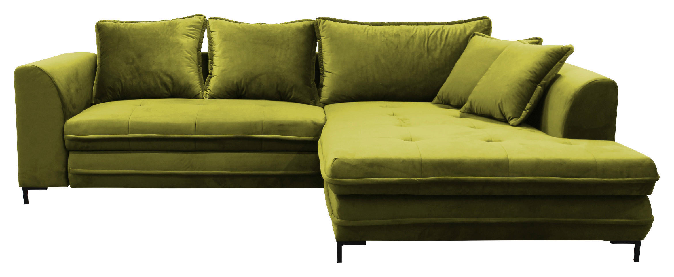 ECKSCHLAFSOFA Velours Hellgrün  - Schwarz/Hellgrün, Design, Textil/Metall (277/187cm) - Livetastic