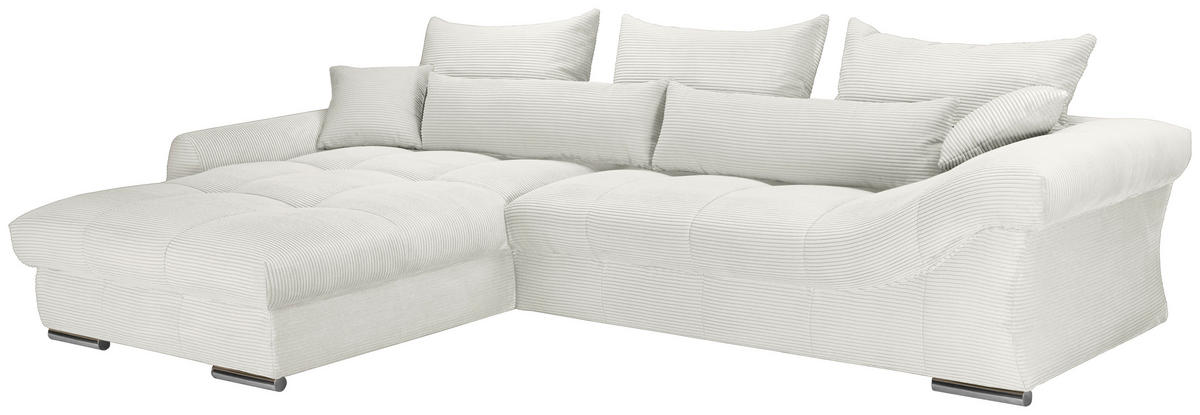 ECKSOFA Creme Cord  - Chromfarben/Creme, KONVENTIONELL, Textil/Metall (225/335cm) - Carryhome
