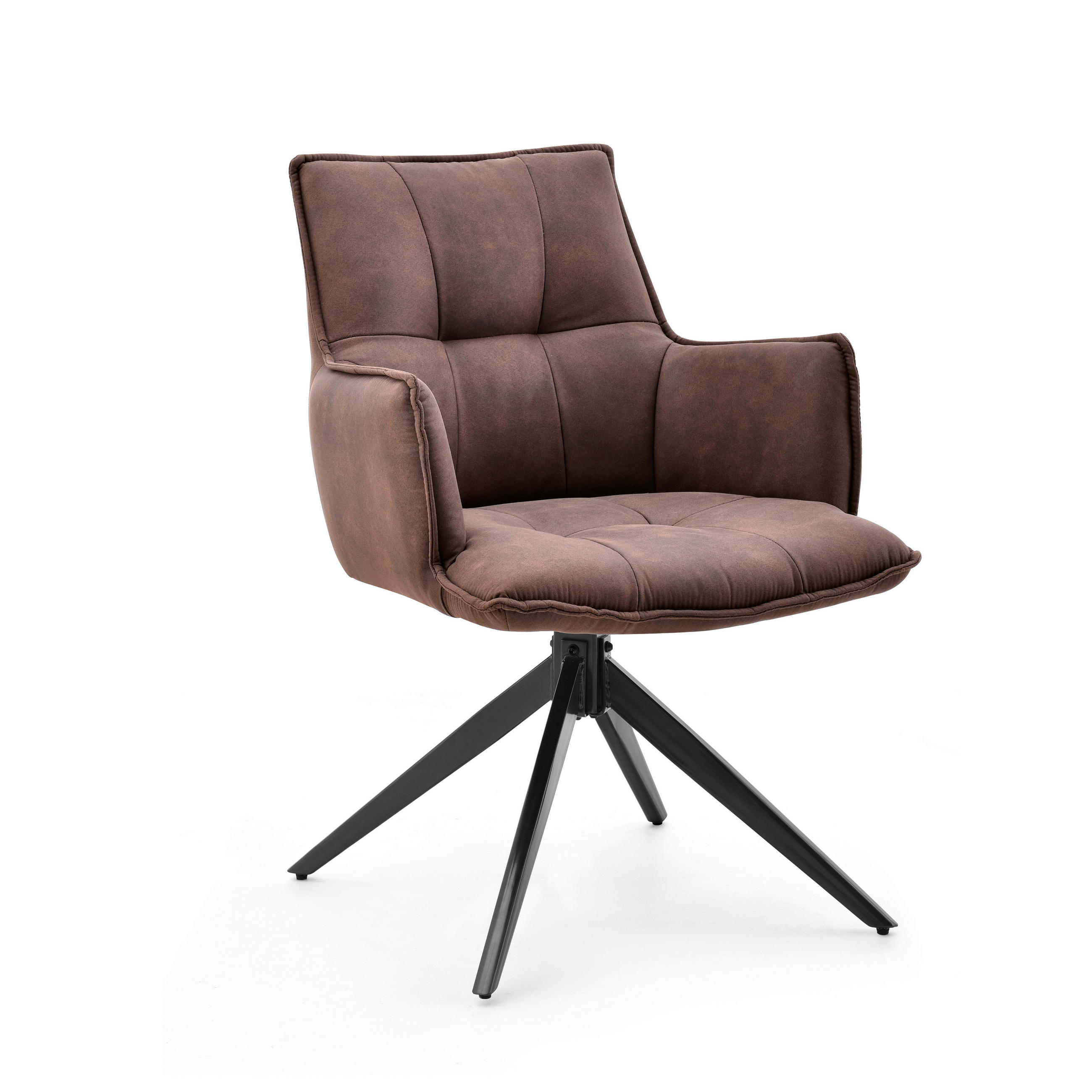 ARMLEHNSTUHL  Sitzfläche 180° drehbar Flachgewebe  Braun  - Schwarz/Braun, MODERN, Textil/Metall (59/85/63cm) - MID.YOU