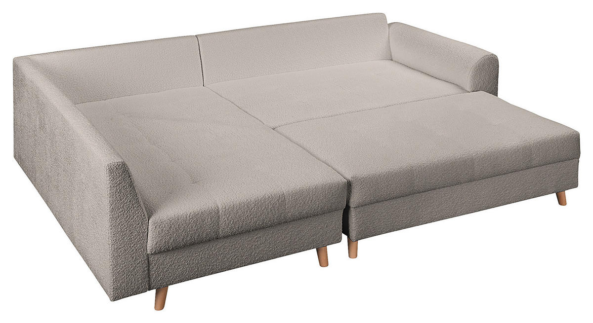 ECKSOFA inkl. Hocker Ariella Grau Bouclé  - Naturfarben/Grau, Design, Holz/Textil (161/231cm) - Livetastic