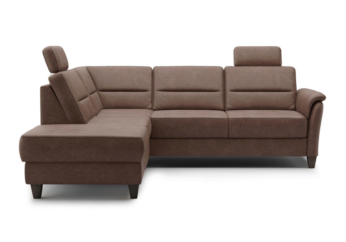 ECKSOFA PALMERA V Haselnussfarben Mikrofaser  - Wengefarben/Haselnussfarben, KONVENTIONELL, Holz/Textil (212/236cm) - Sit & More