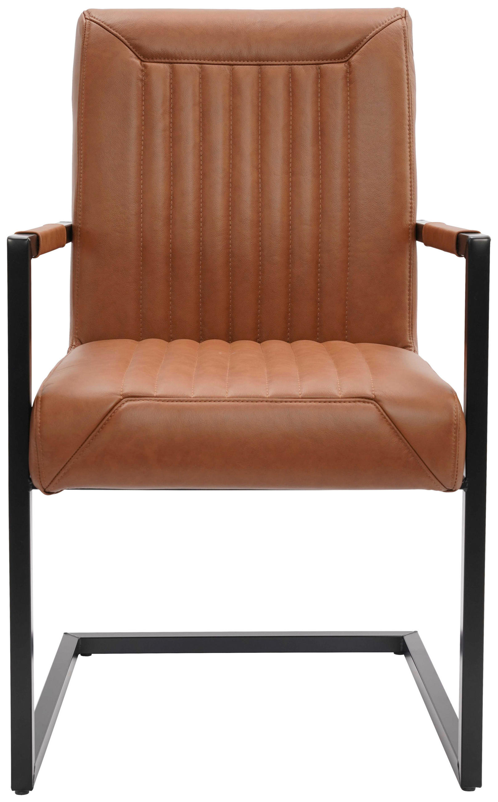 STOL MED ARMSTÖD järn äkta läder pigmenterad  - cognacfärgad/svart, Design, metall/läder (55/91/64cm) - Ambia Home