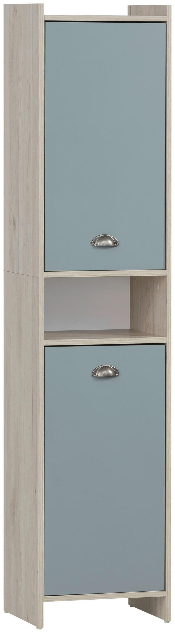 HOCHSCHRANK 40,2/176,3/33 cm  - Pastellblau/Eichefarben, KONVENTIONELL, Holzwerkstoff/Metall (40,2/176,3/33cm) - Stylife