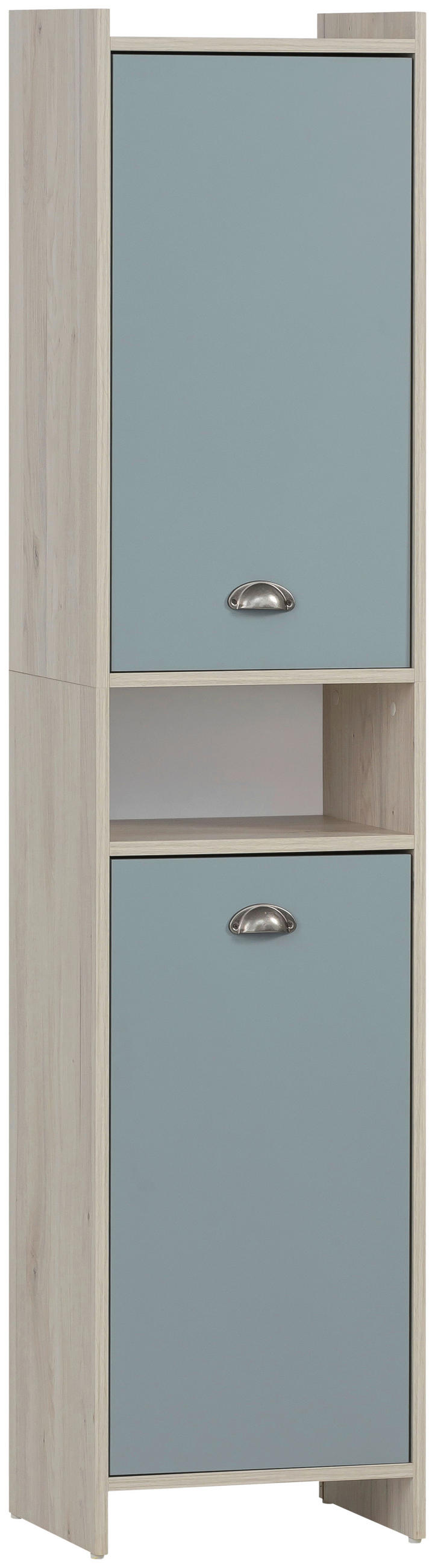 HOCHSCHRANK 40,2/176,3/33 cm  - Pastellblau/Eichefarben, KONVENTIONELL, Holzwerkstoff/Metall (40,2/176,3/33cm) - Stylife