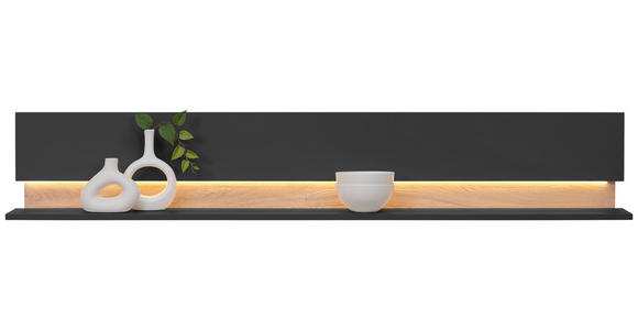 WANDBOARD Holz, Holzwerkstoff Asteiche furniert Anthrazit, Eichefarben  - Eichefarben/Anthrazit, Design, Holz/Holzwerkstoff (180/30/24cm) - Dieter Knoll