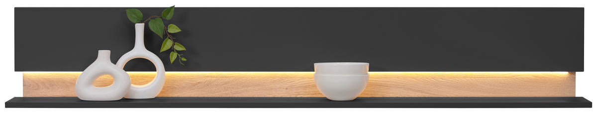 WANDBOARD Asteiche furniert Anthrazit, Eichefarben  - Eichefarben/Anthrazit, Design, Holz/Holzwerkstoff (180/30/24cm) - Dieter Knoll