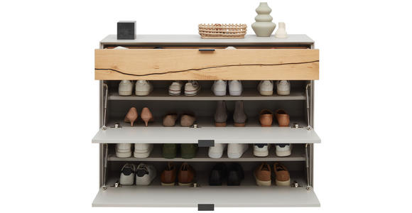 HÄNGESCHUHSCHRANK Wildeiche massiv Grau, Wildeiche - Wildeiche/Schwarz, Design, Holz/Holzwerkstoff (121,9/85,9/37,1cm) - Dieter Knoll