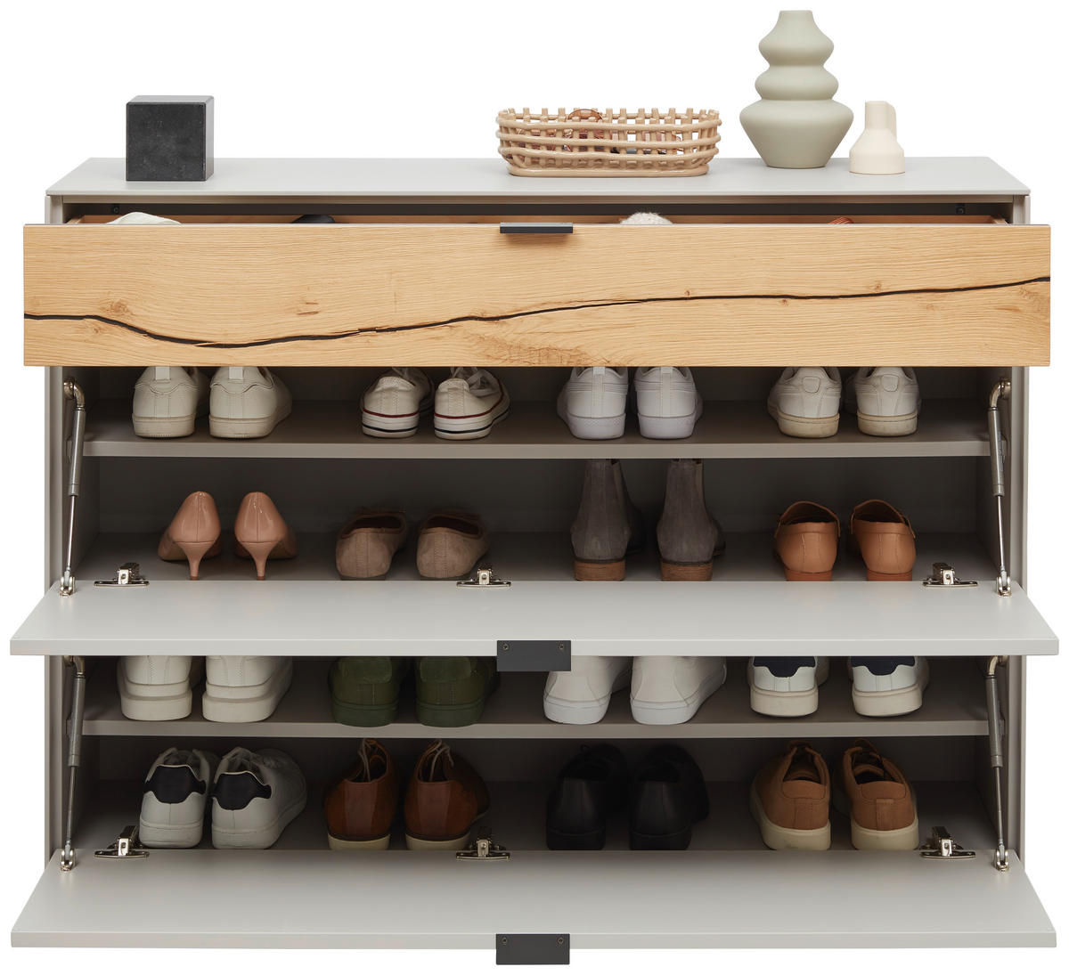 HÄNGESCHUHSCHRANK Wildeiche massiv Grau, Wildeiche  - Wildeiche/Schwarz, Design, Holz/Holzwerkstoff (121,9/85,9/37,1cm) - Dieter Knoll