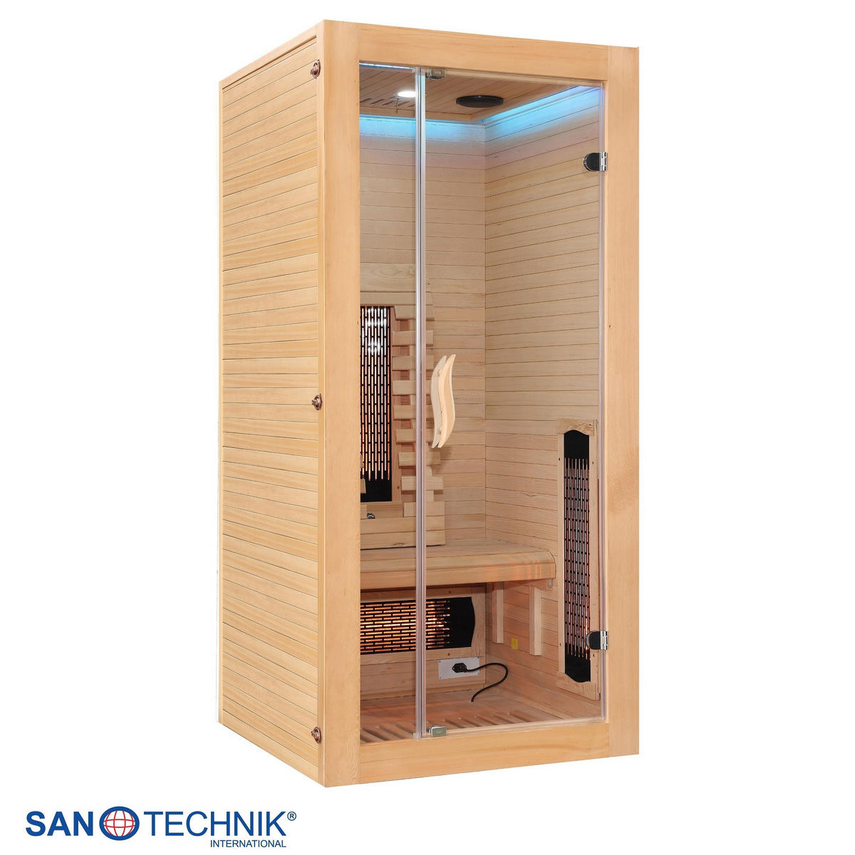 INFRAROTKABINE für 1 Personen  - Naturfarben, Basics, Glas/Holz (90/190/90cm) - Sanotechnik