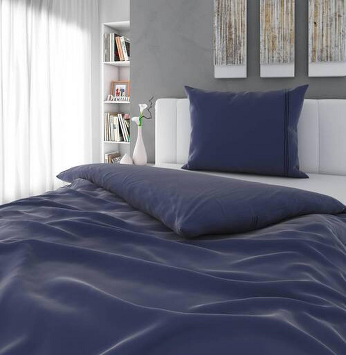 BETTWÄSCHESET Satin 160/210 cm  65 cm/100 cm  - Blau, Natur, Textil (160/210cm) - Bio:Vio