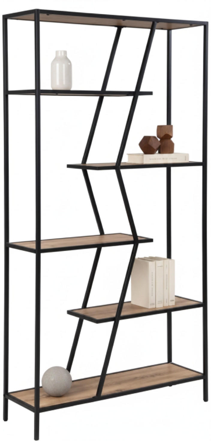 REGAL Schwarz, Eiche Artisan  - Schwarz/Eiche Artisan, Trend, Holzwerkstoff/Metall (93/180/28cm) - Carryhome