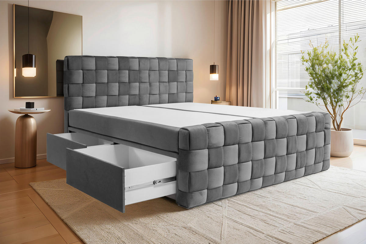 BOXBETT 140/200 cm  in Graphitfarben  - Graphitfarben, MODERN, Textil (140/200cm) - Livetastic