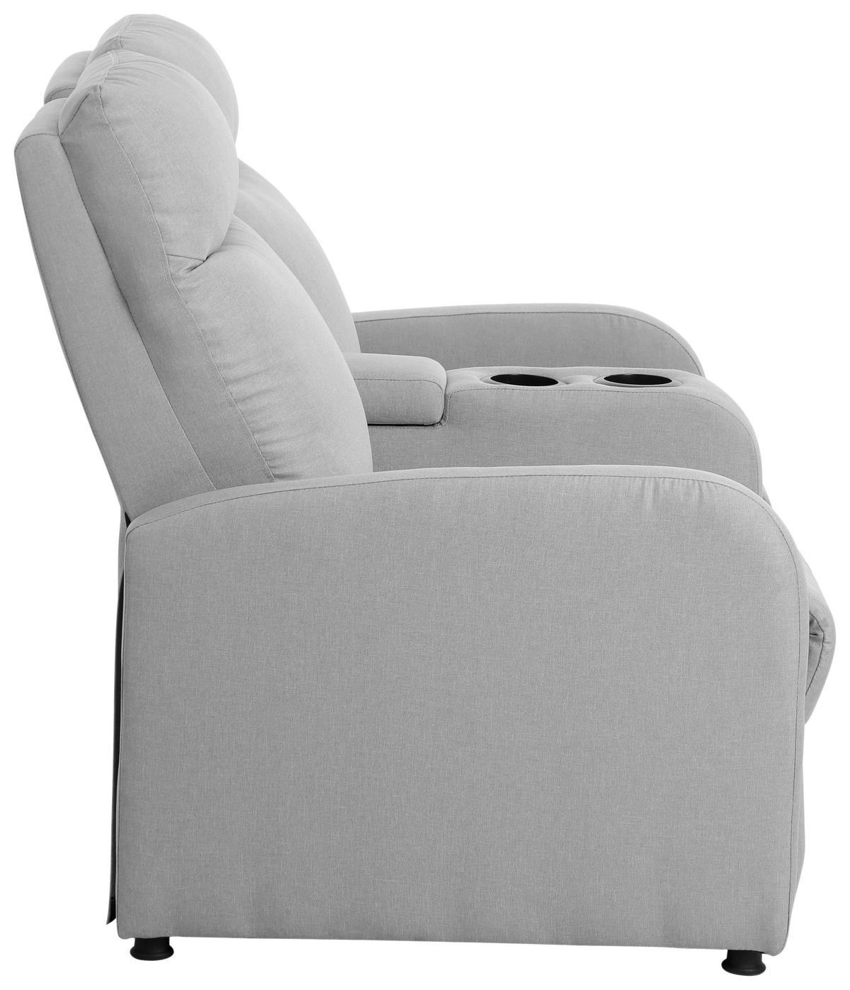 HEIMKINO-SOFA in Mikrofaser Hellgrau  - Hellgrau/Schwarz, Design, Kunststoff/Textil (128/95/92cm) - P & B