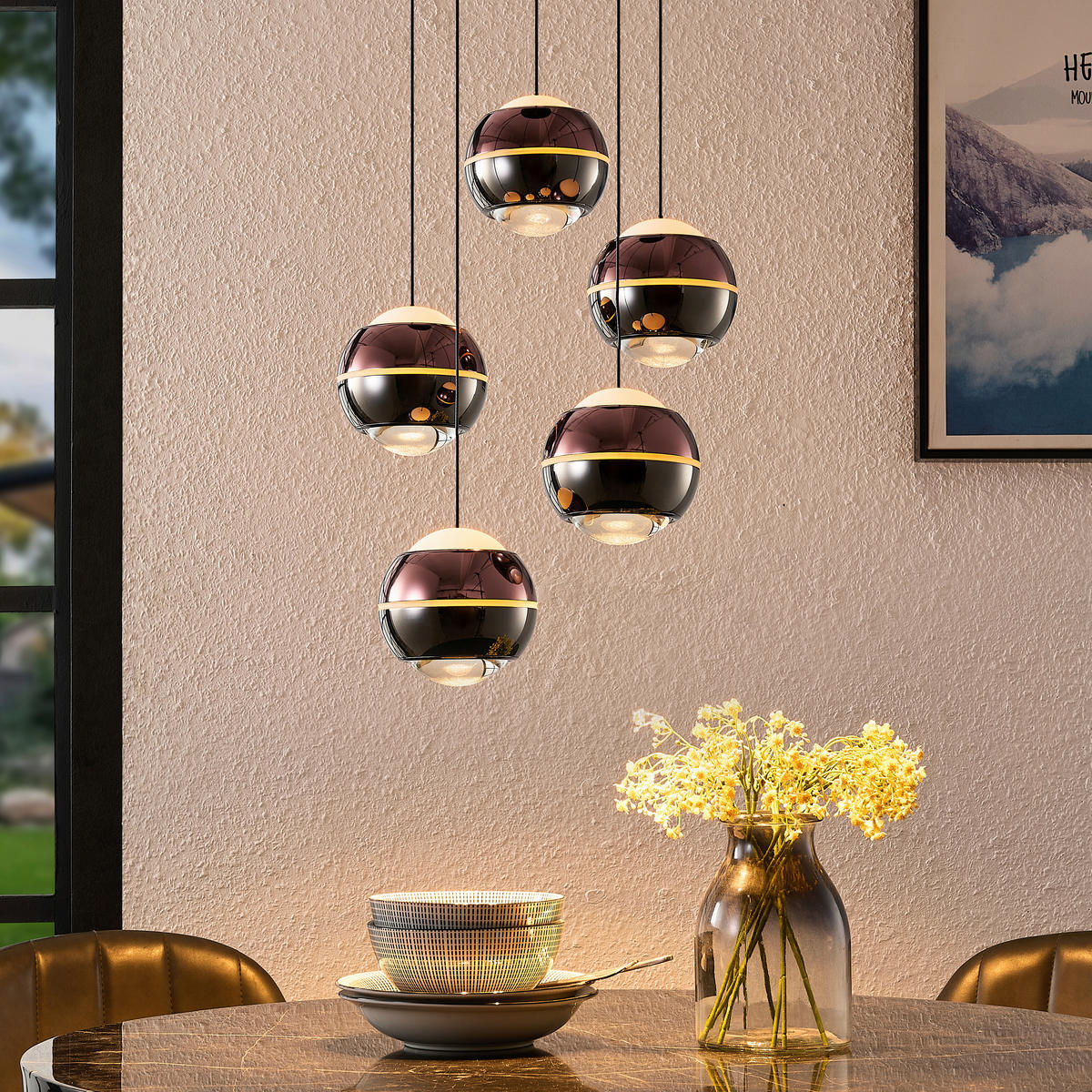 LED-HÄNGELEUCHTE Easy 31/150 cm   - Schwarz/Kupferfarben, Design, Glas/Kunststoff (31/150cm) - Dieter Knoll