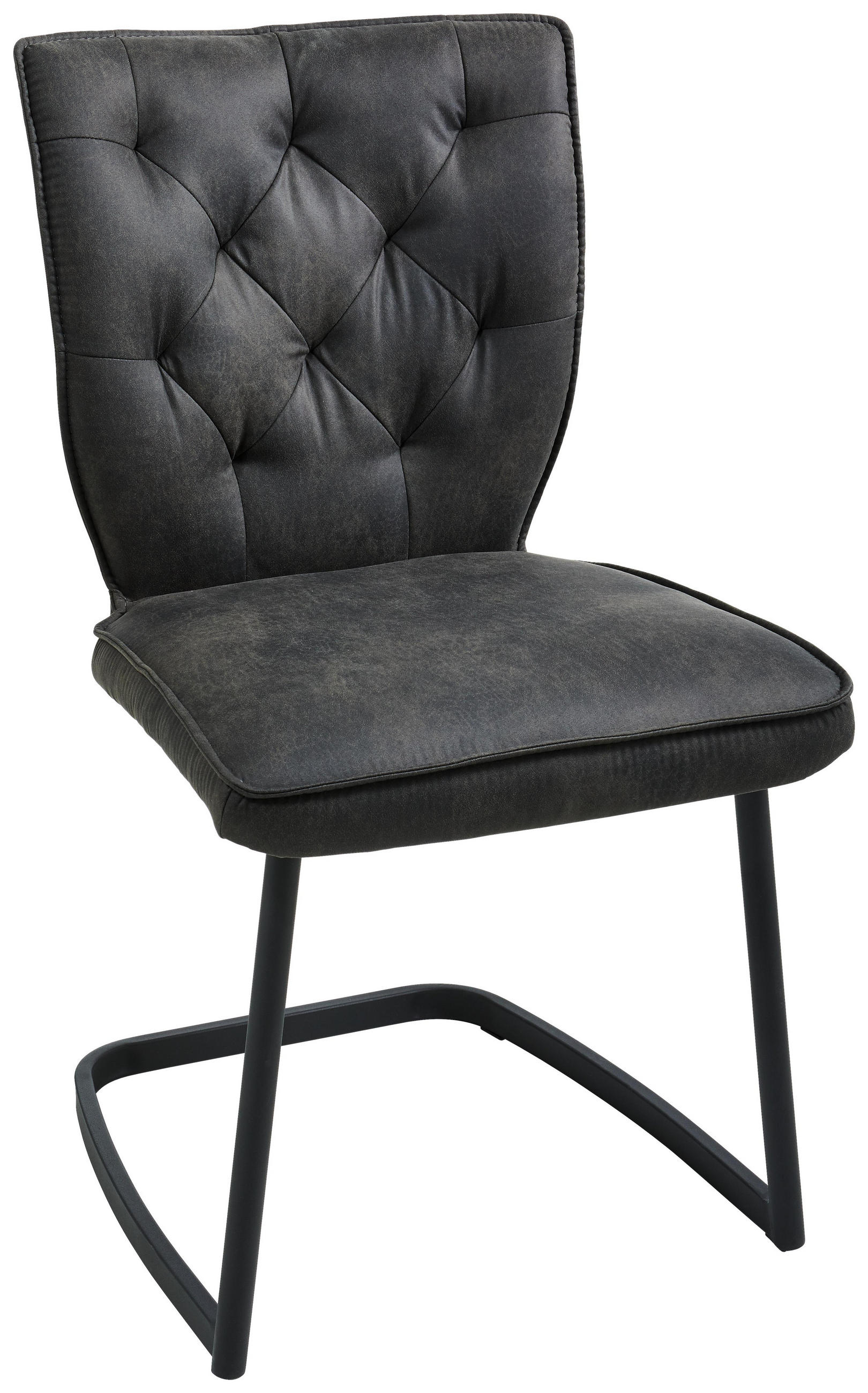 Schwingstuhl in Metall, Textil Anthrazit, Schwarz