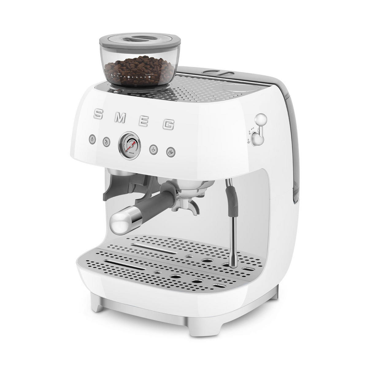 ESPRESSOMASCHINE  - Weiß Hochglanz, Basics, Kunststoff/Metall (33,4/44,3/43cm) - SMEG