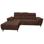ECKSOFA Dunkelbraun Cord Rücken echt, Kopfteilverstellung, Sitzvorzug  - Dunkelbraun/Schwarz, KONVENTIONELL, Textil/Metall (196/290cm) - Carryhome