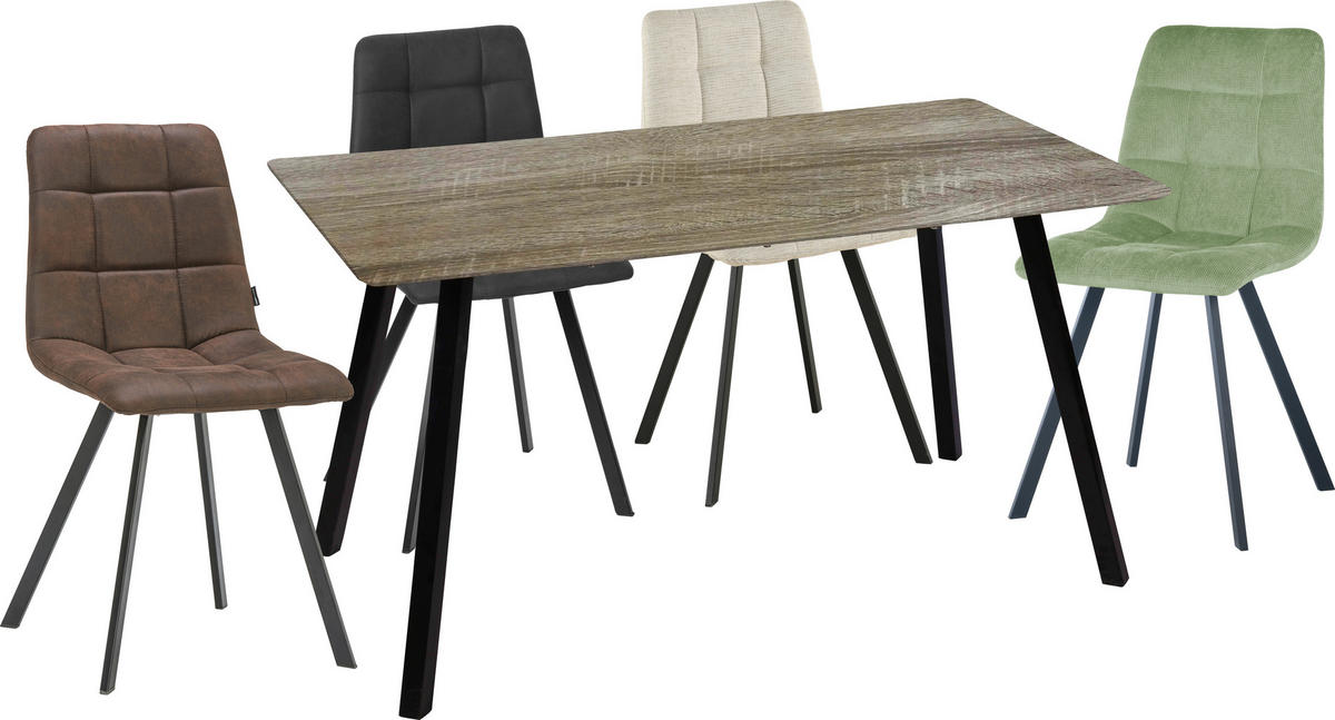 JÍDELNÍ STŮL, černá, barvy dubu, 140/80/75 cm - černá/barvy dubu, Design, kov/kompozitní dřevo (140/80/75cm) - Carryhome