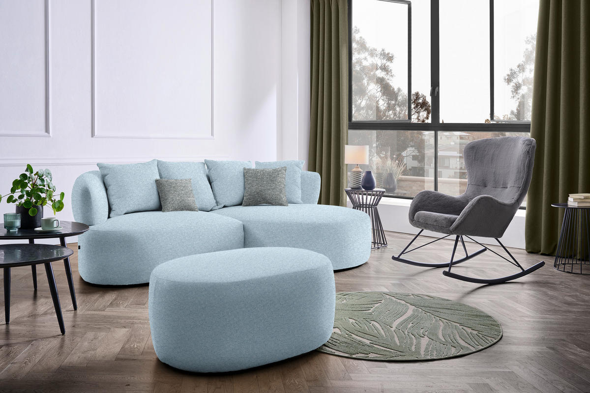 ECKSOFA in Flachgewebe Blau  235/166 cm  - Blau/Schwarz, MODERN, Kunststoff/Textil (235/166cm) - Hom`in