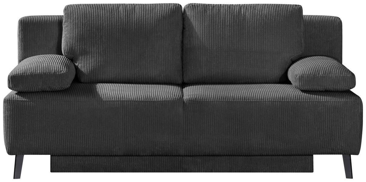 SCHLAFSOFA Cord Grau  - Schwarz/Grau, Modern, Textil/Metall (197/92/88cm) - Novel