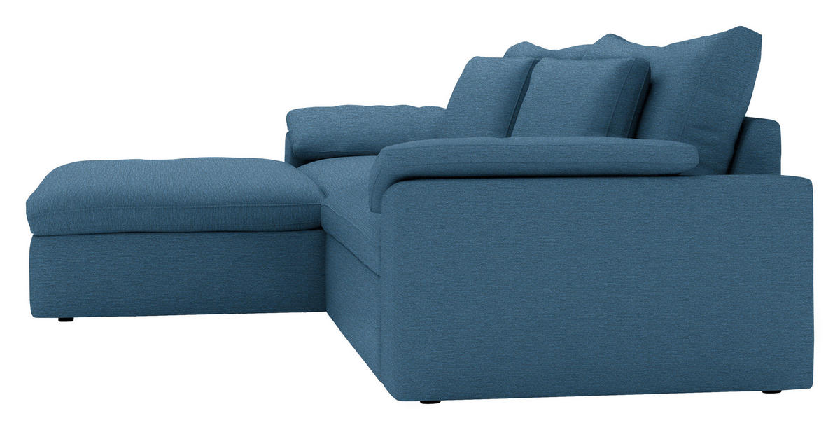ECKSOFA  Chenille Blau  - Blau/Schwarz, Modern, Kunststoff/Textil (198/306cm) - Carryhome