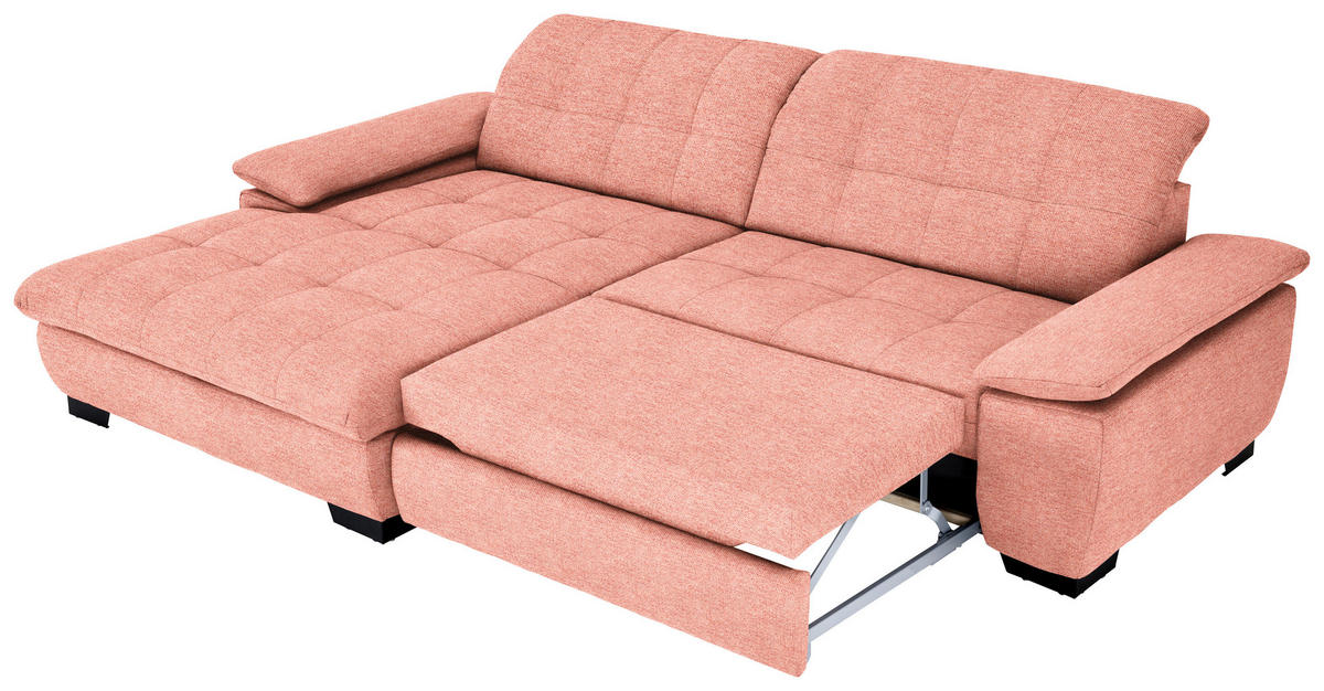 ECKSOFA in Webstoff Koralle  180/265 cm  - Koralle/Schwarz, Design, Textil/Metall (180/265cm) - Carryhome