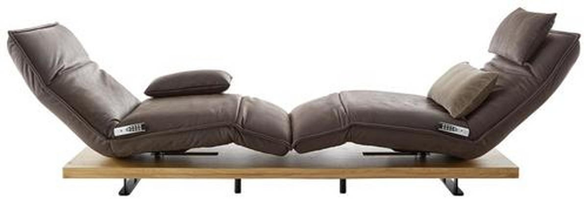 ZWEISITZER-SOFA mit Funktionen Dunkelbraun Echtleder  - Eichefarben/Dunkelbraun, Natur, Leder/Metall (240/63/115cm) - Koinor