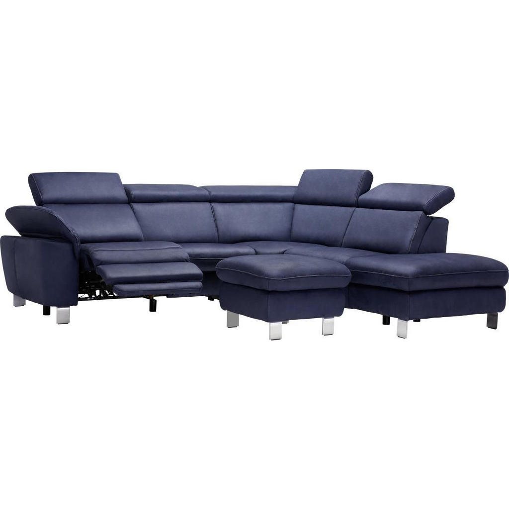 Thumbnail - Cantus Ecksofa, Dunkelblau, Textil, Uni, 5-Sitzer, Ottomane rechts, L-Form, 271x239 cm, Goldenes M, Bettkasten erhältlic...