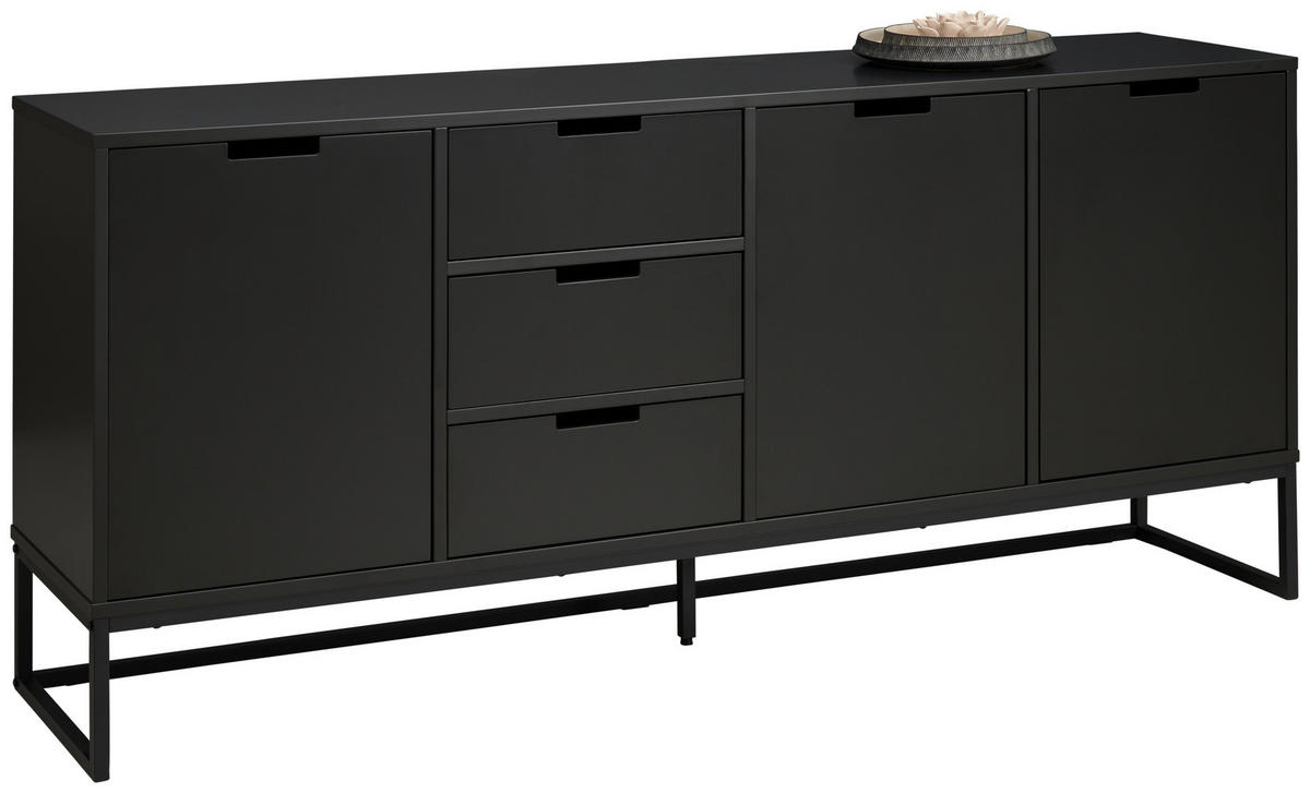 SIDEBOARD 180/79/40 cm  in Anthrazit, Schwarz  - Anthrazit/Schwarz, Design, Holzwerkstoff/Metall (180/79/40cm) - Novel