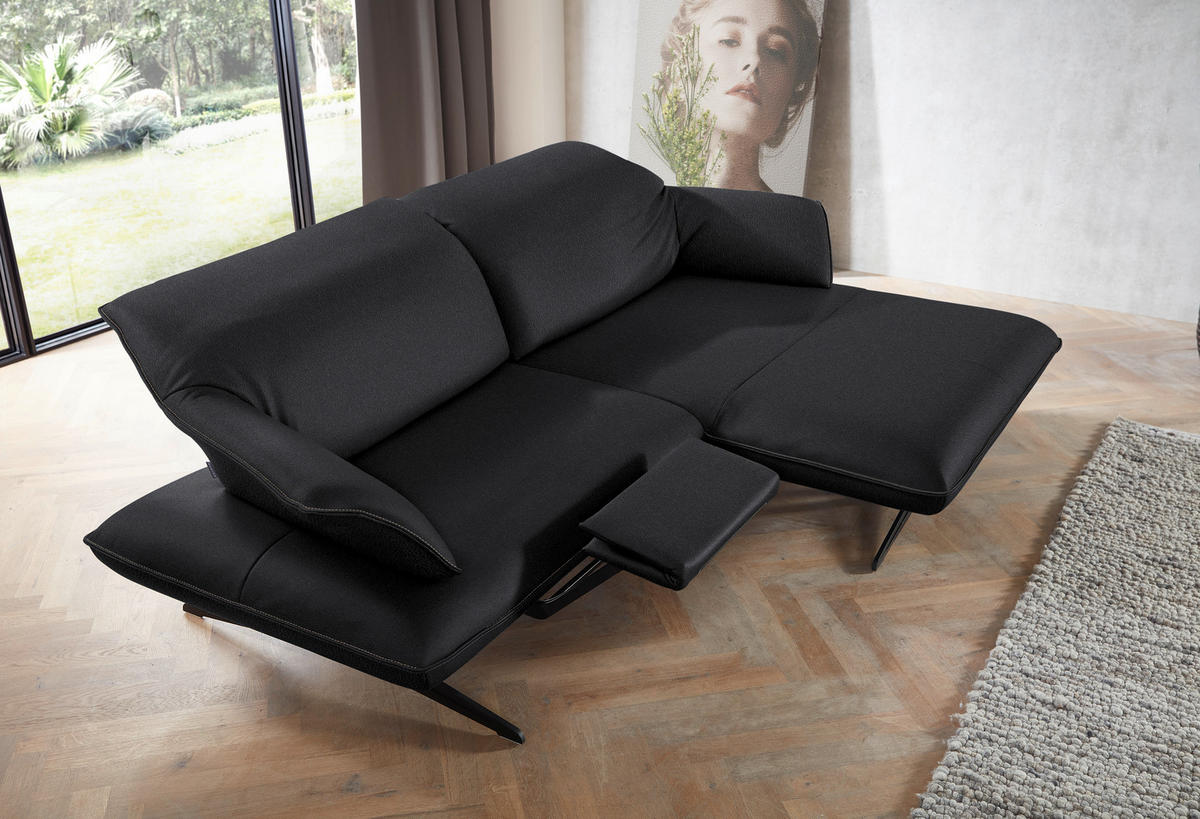 ECKSOFA in Echtleder Schwarz  252/169 cm  - Beige/Schwarz, Design, Leder/Metall (252/169cm) - Koinor