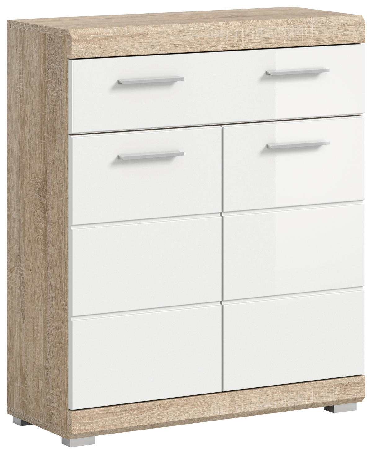 MIDISCHRANK 74/88/31 cm  - Weiss Hochglanz/Eichefarben, Modern, Holzwerkstoff/Kunststoff (74/88/31cm) - MID.YOU