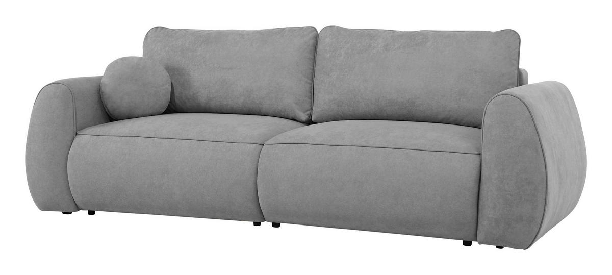 SCHLAFSOFA Chenille Grau  inkl. Zierkissen, Rückenkissen, Bettkasten, Schlaffunktion, Rücken echt, Liegefläche im Originalstoff  - Schwarz/Grau, KONVENTIONELL, Kunststoff/Textil (257/96/110cm) - Milino