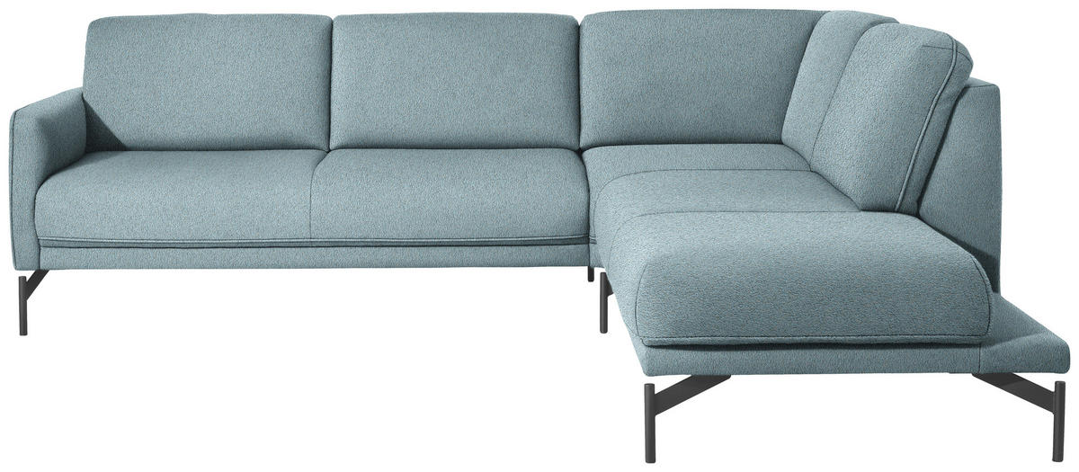 ECKSOFA in Flachgewebe, Struktur Hellblau  254/230 cm  - Anthrazit/Hellblau, Design, Textil/Metall (254/230cm) - Johann Jakob