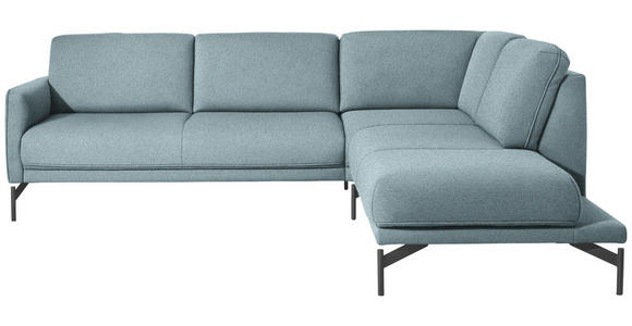 ECKSOFA in Flachgewebe, Struktur Hellblau  - Anthrazit/Hellblau, Design, Textil/Metall (254/230cm) - Ambiente