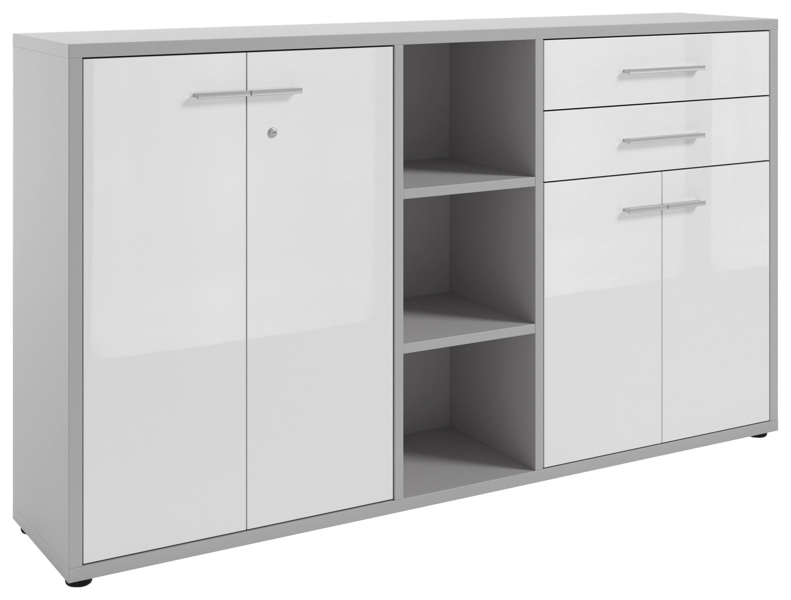 SIDEBOARD Texas 191,1/110/40 cm 2 Schublade(n)  - Hellgrau/Alufarben, MODERN, Glas/Holzwerkstoff (191,1/110/40cm) - Novel