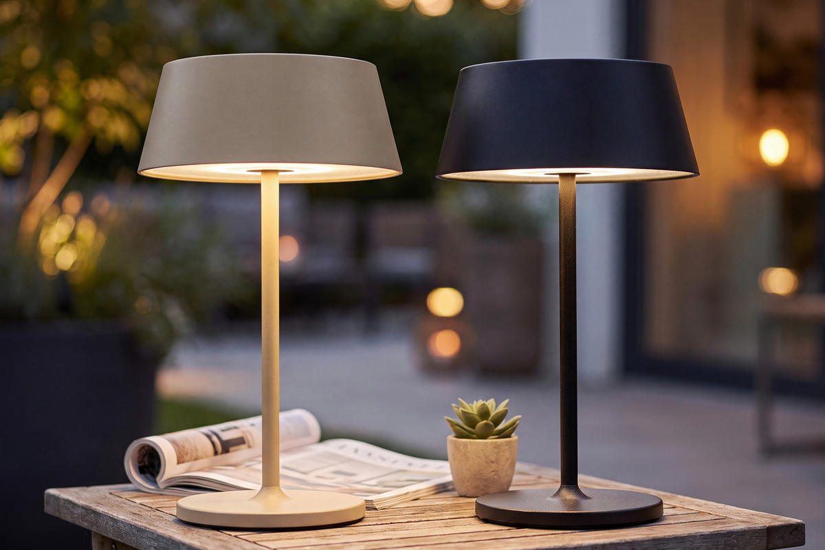 AKKU-TISCHLEUCHTE Naos 15/25 cm   - Schwarz, Design, Kunststoff/Metall (15/25cm) - Dieter Knoll