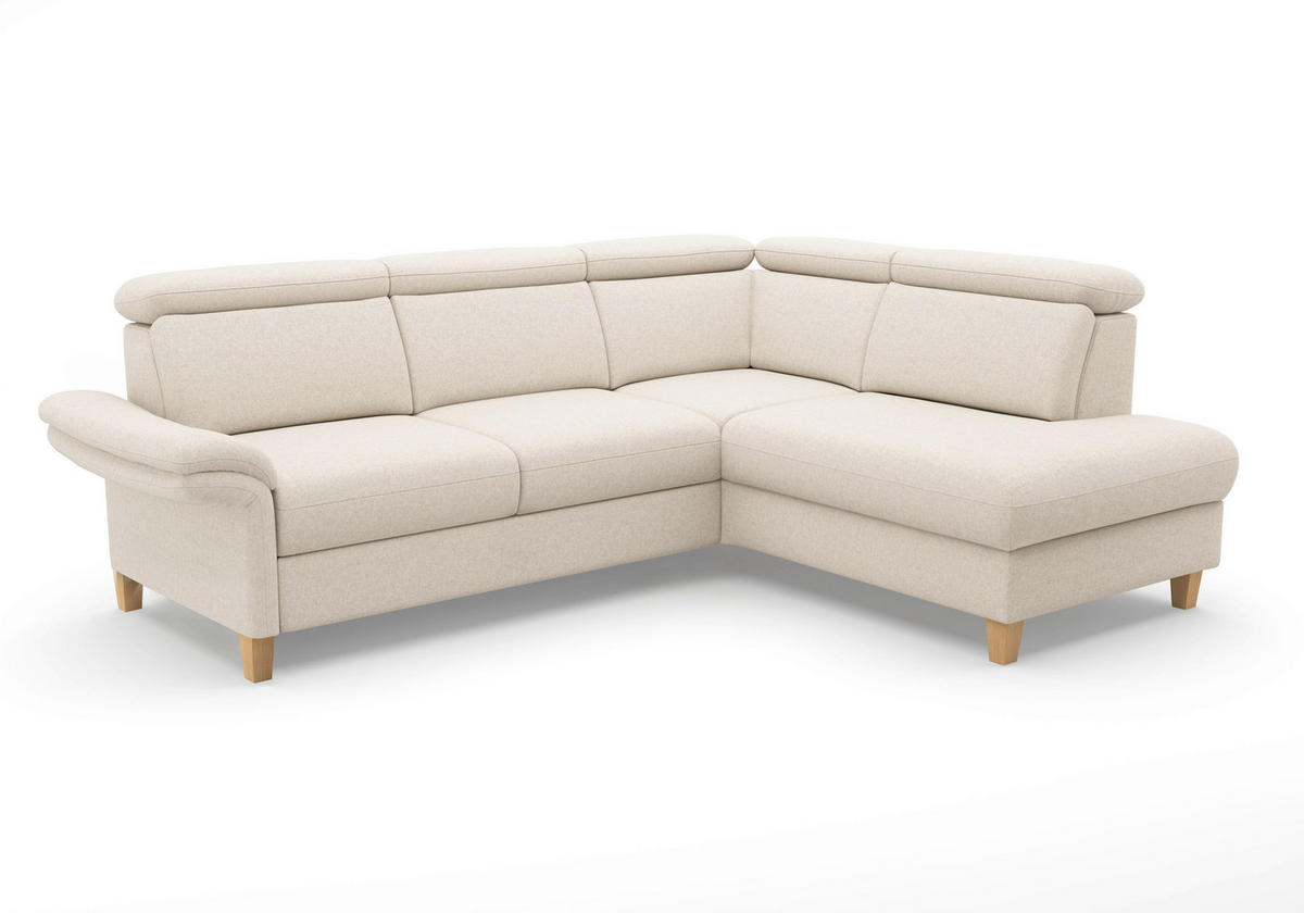ECKSOFA GLENDALE E Creme Flachgewebe  - Eichefarben/Creme, KONVENTIONELL, Holz/Textil (247/193cm) - Sit & More