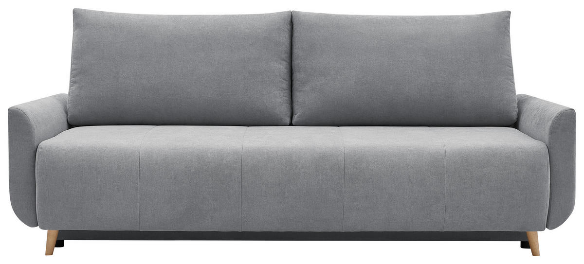 SCHLAFSOFA DUO Mikrofaser Grau  inkl. Rückenkissen, Bettkasten, Schlaffunktion, Rücken echt  - Naturfarben/Grau, Design, Textil (218/90/110cm) - P & B