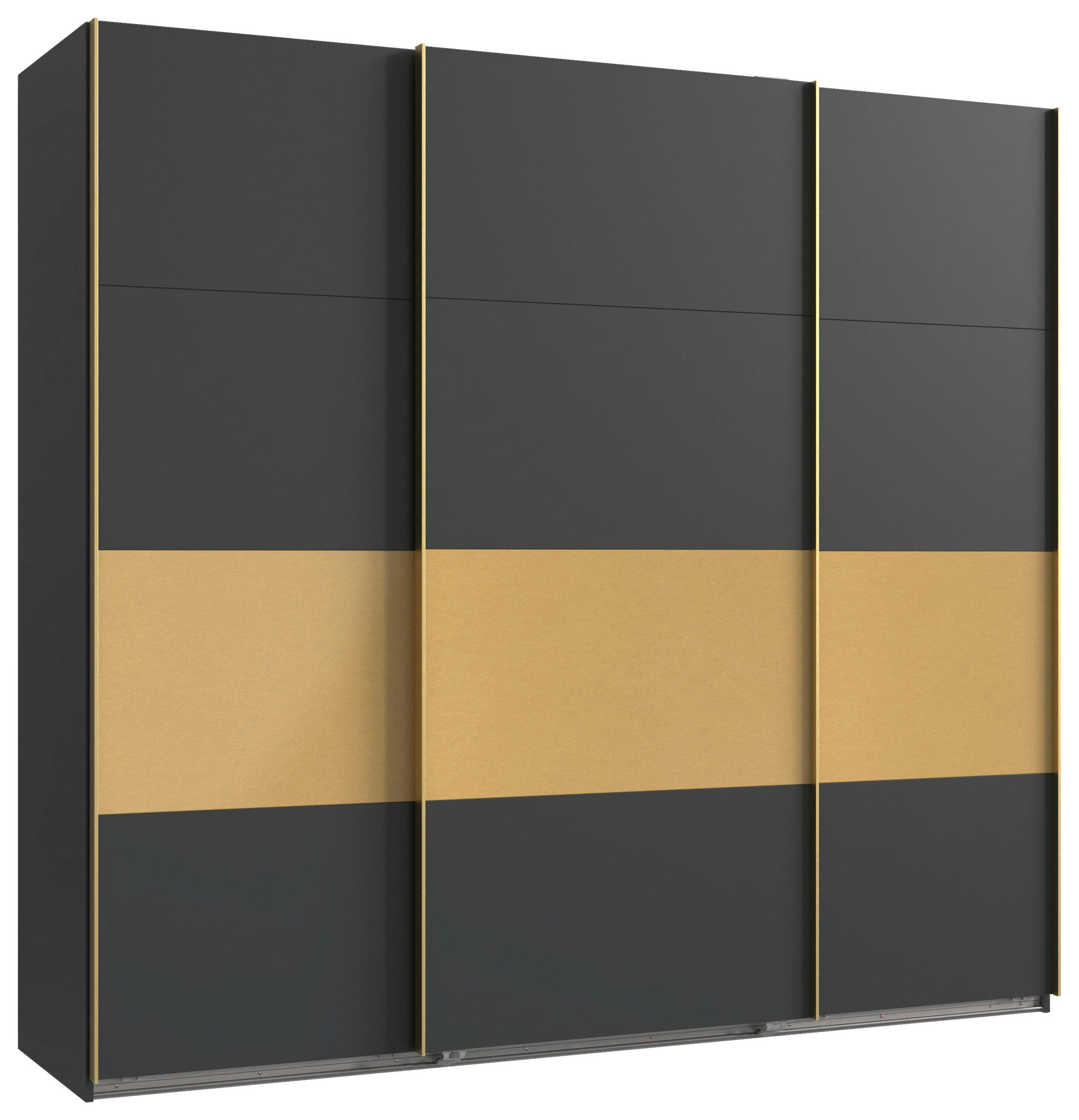 SCHWEBETÜRENSCHRANK 225/208/65 cm 2-türig Graphitfarben, Goldfarben  - Goldfarben/Graphitfarben, LIFESTYLE, Holzwerkstoff/Metall (225/208/65cm) - Boxxx