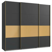 SCHWEBETÜRENSCHRANK  in Graphitfarben, Goldfarben  - Goldfarben/Graphitfarben, LIFESTYLE, Holzwerkstoff/Metall (225/208/65cm) - Boxxx