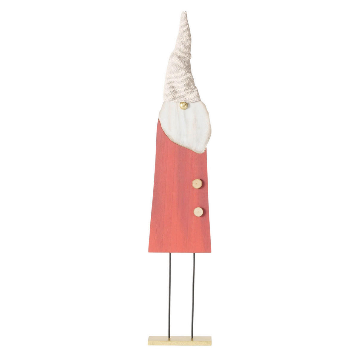 VÁNOČNÍ FIGURKA - béžová/červená, Basics, dřevo/textil (17/6,5/90cm)
