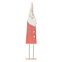 VÁNOČNÍ FIGURKA - béžová/červená, Basics, dřevo/textil (17/6,5/90cm)
