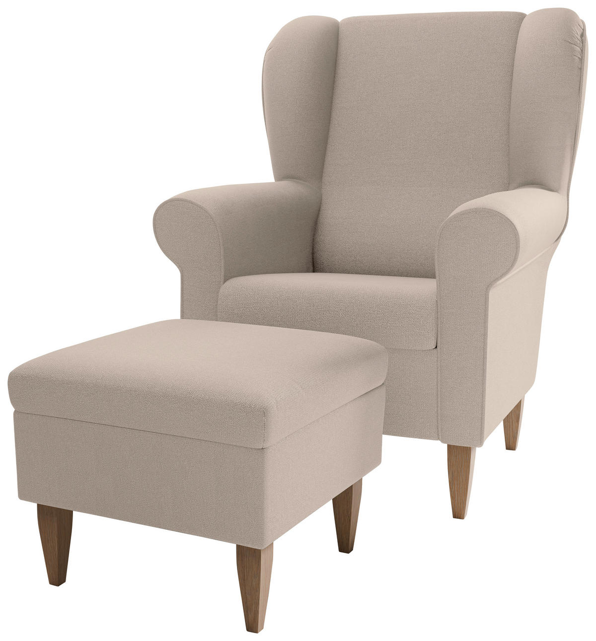 SESSELSET Struktur Beige  - Beige/Naturfarben, Konventionell, Holz/Textil (80/102/86cm) - Livetastic