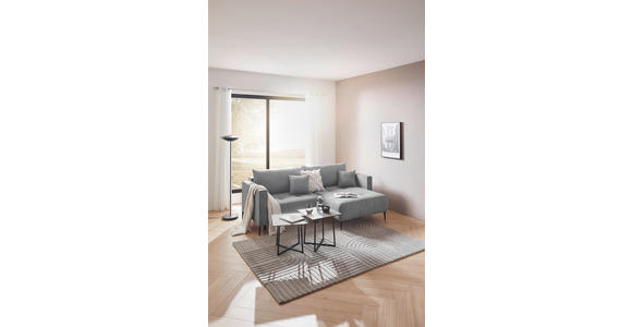 ECKSOFA  in Velours Hellgrau  - Hellgrau/Schwarz, KONVENTIONELL, Textil/Metall (226/155cm) - Carryhome