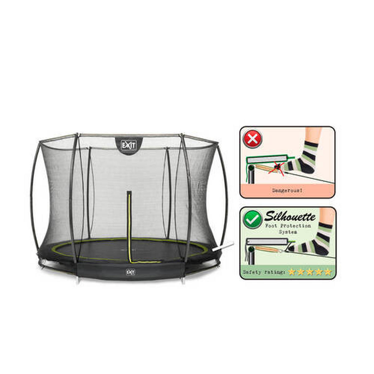 TRAMPOLIN EXIT GROUND Ø305 305/203 cm  - Schwarz, KONVENTIONELL, Kunststoff/Metall (305/203cm) - EXIT Toys