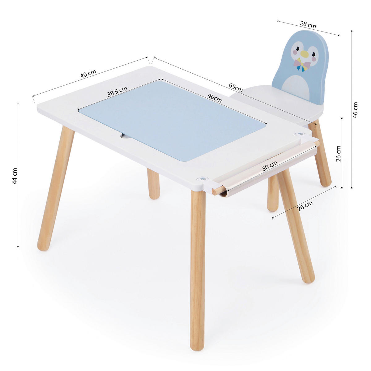KINDERSITZGRUPPE PIP PENGUIN  - Pastellblau/Weiß, KONVENTIONELL, Holz/Holzwerkstoff (65/40/44cm)